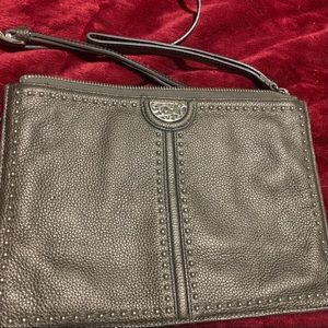 Brighton Crossbody/Wristlet Pewter Pebble Leather